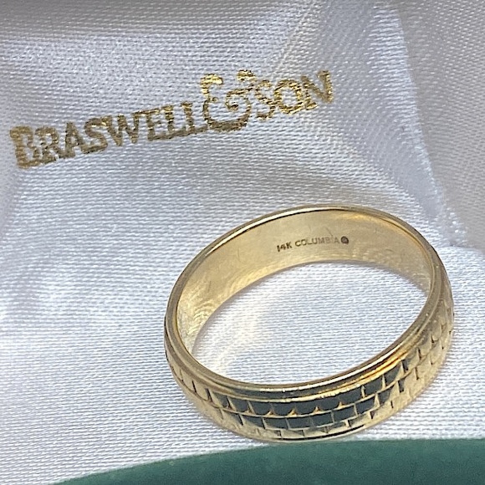 Mens 14k Gold Ring Tire Print - Picture 4 of 5